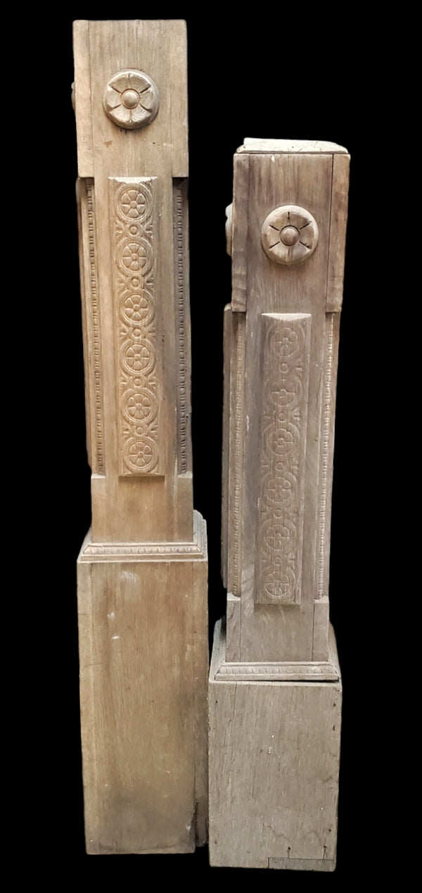 Pair of Carved Oak Newel Posts GAM0259