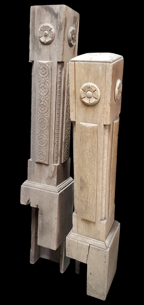 Pair of Carved Oak Newel Posts GAM0259