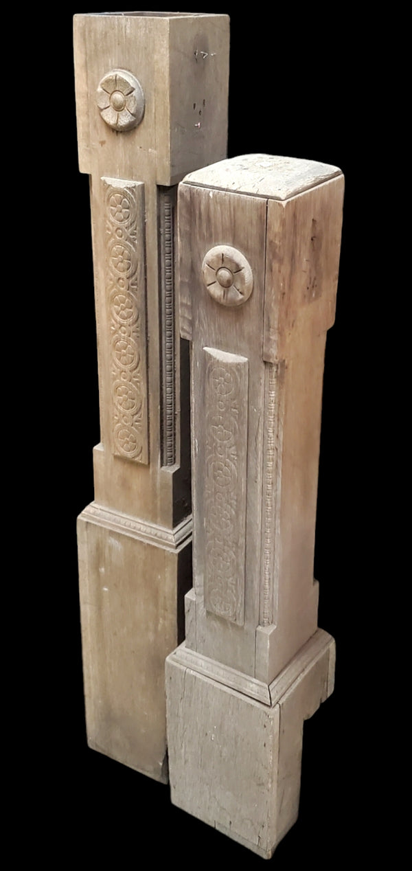 Pair of Carved Oak Newel Posts GAM0259
