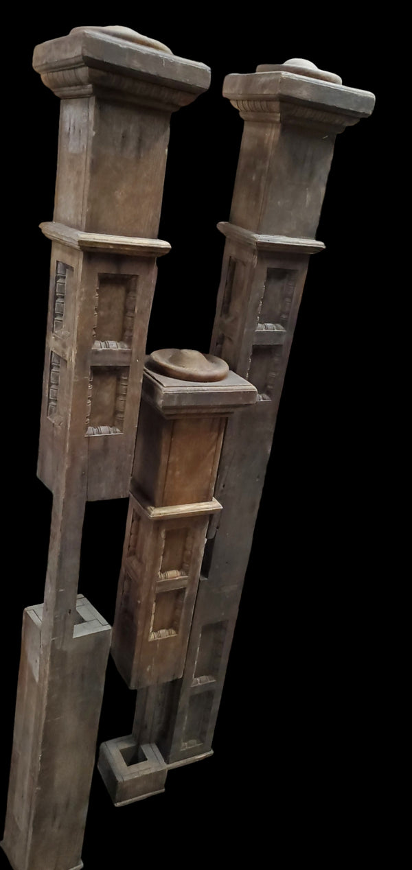 Set of 3 Craftsman Style Through Floor Newel Posts GAM0294