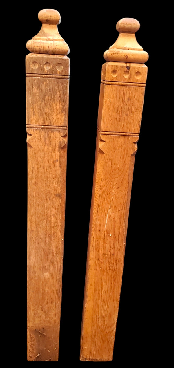 Pair of Solid Oak Eastlake Style Newel Posts GAM0251