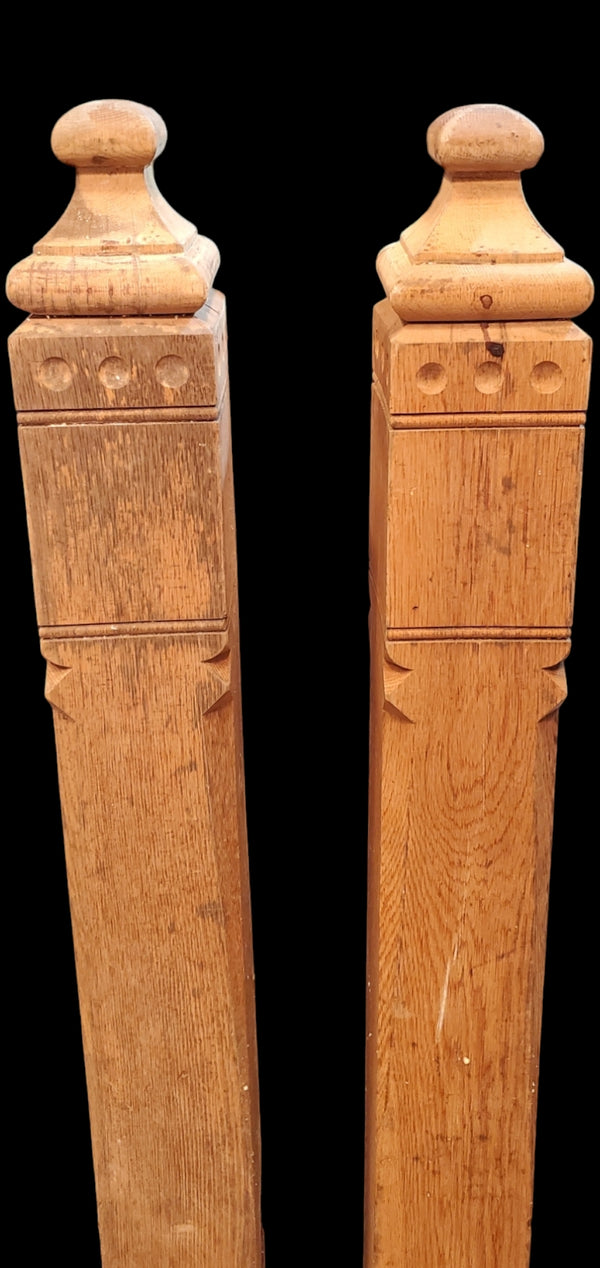 Pair of Solid Oak Eastlake Style Newel Posts GAM0251
