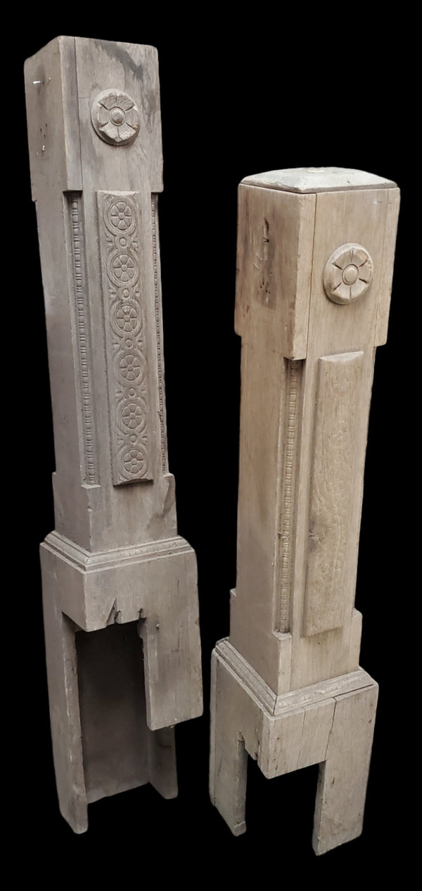 Pair of Carved Oak Newel Posts GAM0259