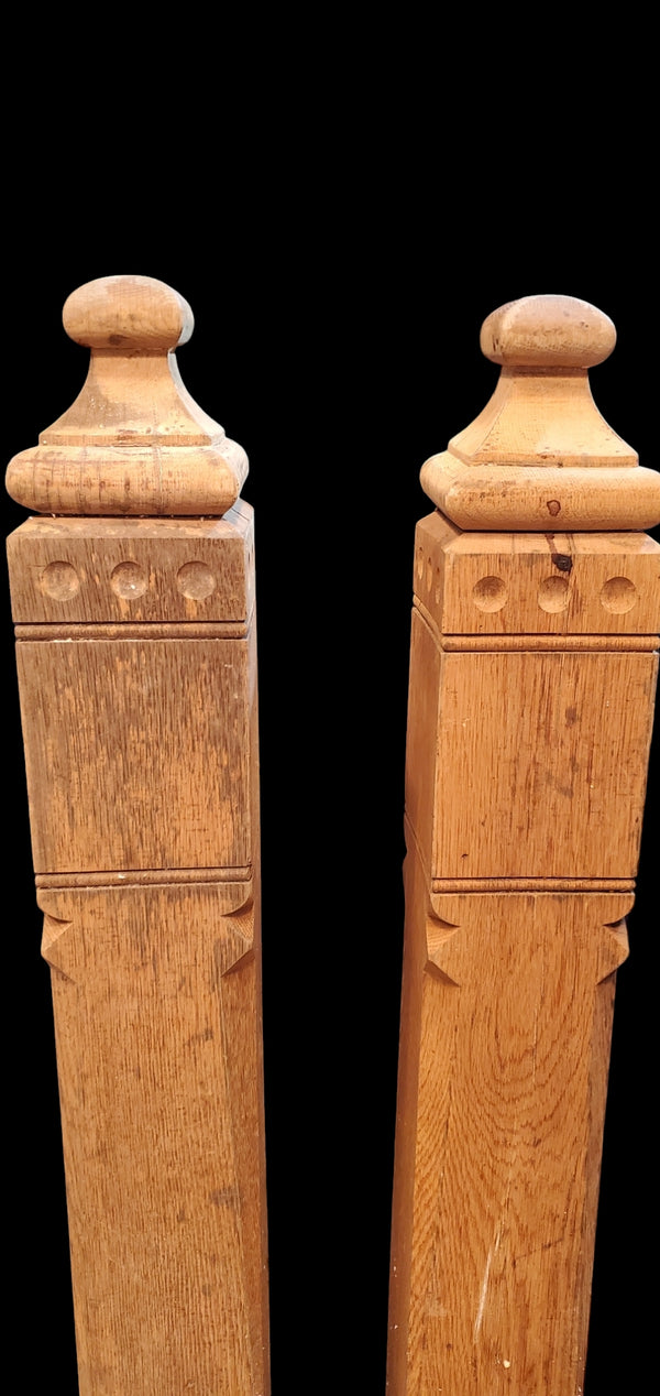 Pair of Solid Oak Eastlake Style Newel Posts GAM0251