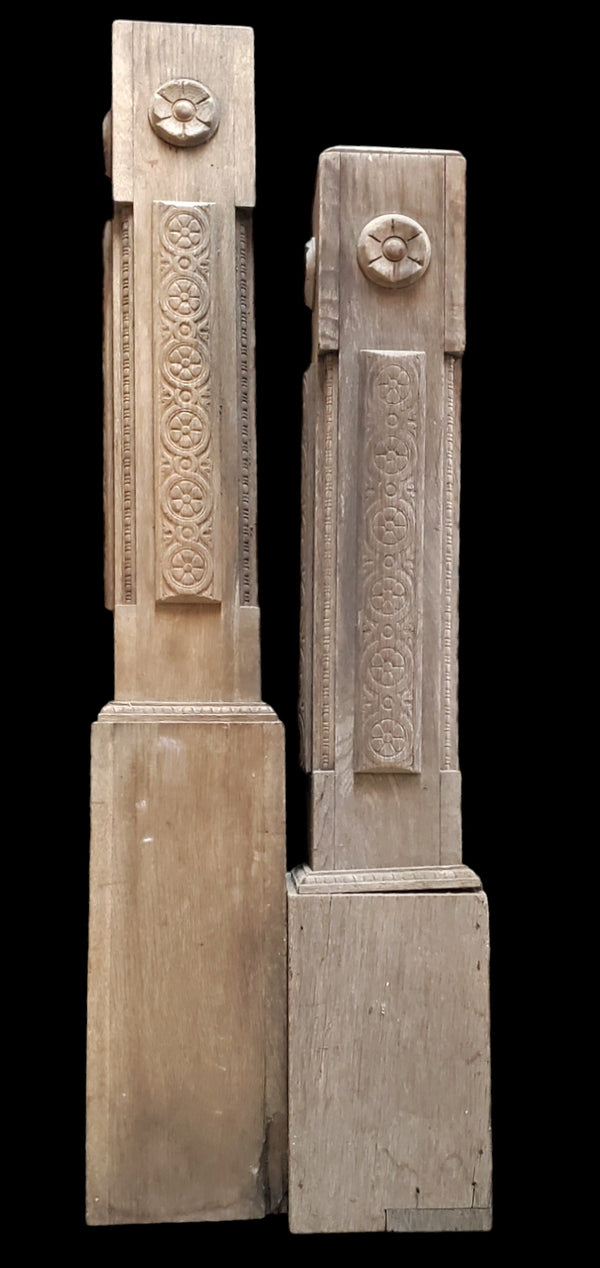 Pair of Carved Oak Newel Posts GAM0259