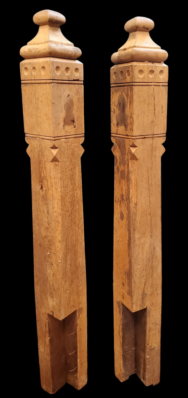 Pair of Solid Oak Eastlake Style Newel Posts GAM0251