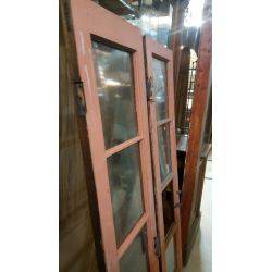 Pair of Glass & Wood Cabinet Doors #GA4230