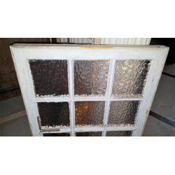 12 Pane Pebble Textured Glass Window in a Wood Frame #GA4227