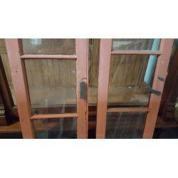 Pair of Glass & Wood Cabinet Doors #GA4230