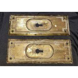Art Deco Brass Plated Pocket Door Pulls #GA298