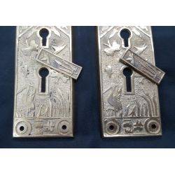 Solid Brass Ornate Birds & Butterflies Door Knob Back Plates #GA4220