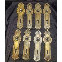 8 Brass Art Deco Door Knob Back Plates #GA302