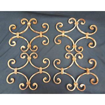 Set of 4 Wrought Iron Scroll Fence or Gate Accent Plaques #GA31