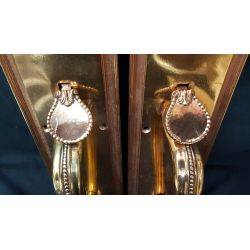 Pair of Large Red Brass Ornate Wreath Design Door Pull Latch Plates #GA1025