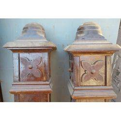Pair of Carved Floral Wooden Newel Posts #GA87