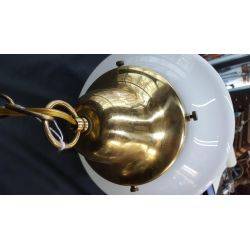 Large White Glass Schoolhouse Ceiling Fixture with Brass Trim #GA4255