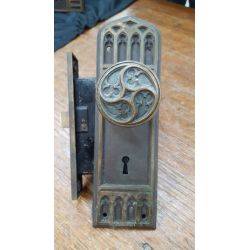 Set of 9 Solid Brass Gothic Style Mortise Lock Sets #GA1058