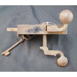 Primitive Cast Iron Rim Lock with Key #GA4168