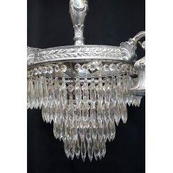 Art Deco 6 Light Tiered Prism Chandelier with Silver Leaf Trim 22" x 16" #GA509