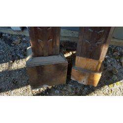 Pair of Carved Floral Wooden Newel Posts #GA87