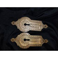 Solid Brass with Satin Finish Ornate Eastlake Pocket Door Pulls GA296