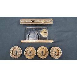 Set of Brass Eastlake Pocket Door Locks with Round Pulls #GA223