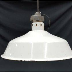 Pair of Large Round White Metal Industrial Light Fixtures #GAC78