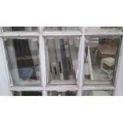 Pair of 15 Pane Beveled Glass & Wood French Doors #GA47