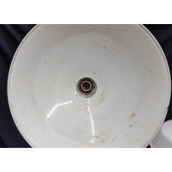 Pair of Large Round White Metal Industrial Light Fixtures #GAC78