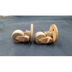 Pair of Cast Iron and Wood Casters #GA4277