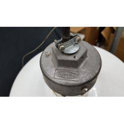 Pair of Large Round White Metal Industrial Light Fixtures #GAC78