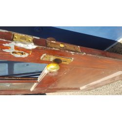 Faux Wood Metal Arched 6 Pane Chicken Wire Glass Arch Top Door with Bronze Hardware #GA4356