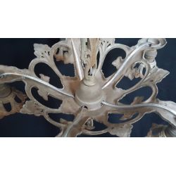 Art Deco 5 Light Hand Painted Chandelier & Matching Ceiling Cap 17 1/2" x 16" #GA740
