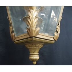 Huge Beveled Glass & Brass Hanging Portico Light Fixture #GA1001