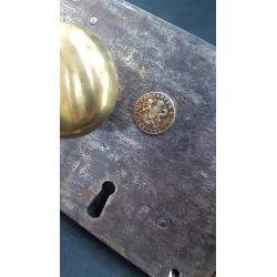 1800's Iron & Brass Complete Carpenter Lock Set #GA1045