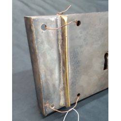 Restored 1800's Left Side Iron & Brass Carpenter Style Rim Lock Set 7" x 4 1/2" #GA1047