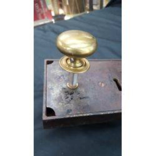 Restored 1800's Left Side Iron & Brass Carpenter Style Rim Lock Set 7" x 4 1/2" #GA1047