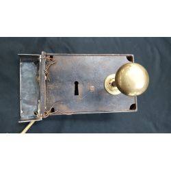 1800's Right Sided Restored Iron & Brass Carpenter Style Rim Lock Set #GA1053