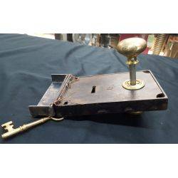 1800's Right Sided Restored Iron & Brass Carpenter Style Rim Lock Set #GA1053