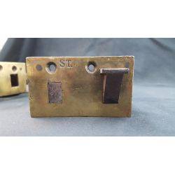 Rare 1800s Ornate Solid Brass Griffin Design Double Door Rim Lock Set #GA1059