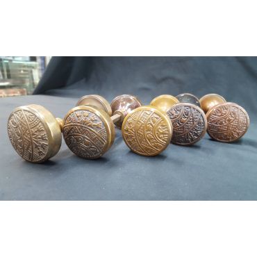 Set of 5 Solid Brass Ornate Victorian Eastlake Doorknob Sets #GA1062