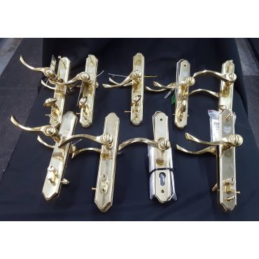 Set of 9 Brass Door Lever Cylinder Lock Sets #GA1086