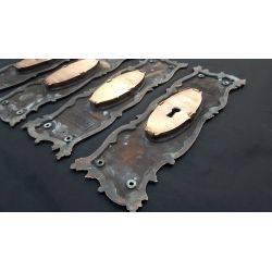 Art Nouveau Brass Pocket Door Plates by Russell & Erwin (2 full sets) #GA1088