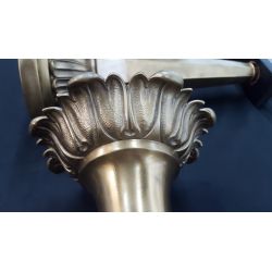 Restored Pair 1920's Fire Station Art Deco Brass Torch Design Sconces #GA1182