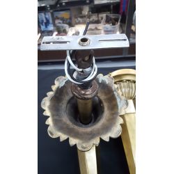 Restored Pair 1920's Fire Station Art Deco Brass Torch Design Sconces #GA1182