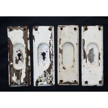 Set of 4 Brass Pocket Door Pull Plates with Keyholes and Chippy Paint #GA2001