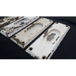 Set of 4 Brass Pocket Door Pull Plates with Keyholes and Chippy Paint #GA2001