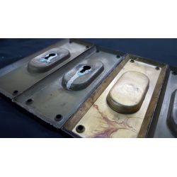 Set of 4 Brass Pocket Door Pull Plates with Keyholes and Chippy Paint #GA2001