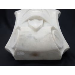 Antique White Italian Carrara Marble Fireplace Mantel Keystone #GA2009