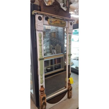 Reclaimed Mirror Front Wood Door w/ Hardware & Architectural Salvage Accents #GA2011